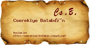 Csereklye Balabán névjegykártya